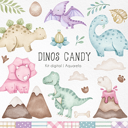 Imágenes Dinosaurio Candy Acuarela Png, Images Dinosaur Candy Dino Png Clipart Watercolor 300 dpi
