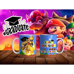 5 Diseños Plantillas Tazas Super Mario Bros Graduado Editable + Png