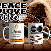 6 Diseños Plantillas Tazas Café Love Editable + Png