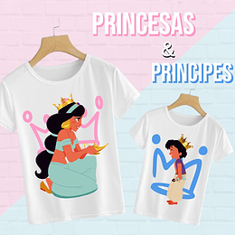 8 Diseños Plantillas Playera Princesas y Principes en Png