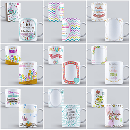 30 Diseños Plantillas Tazas Dia de La Madre Mamá Editable + Png