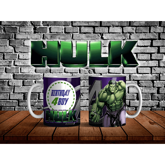 9 Diseños Plantillas Tazas Hulk Cumpleaños Editable + Png