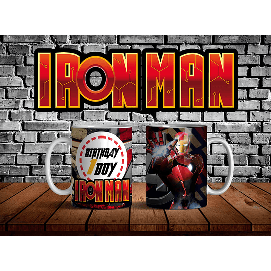 9 Diseños Plantillas Tazas Ironman Cumpleaños Editable + Png