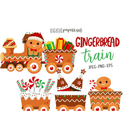Imágenes Gingerbread Train, Hot Cocoa Bombs Images Clipart Navideños Tren de Galletas Png Clipart 300 dpi