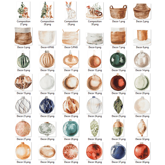 Imágenes Animales navideños y otros. acuarela Png, Images Christmas animals and others Png Clipart Watercolor 300 dpi