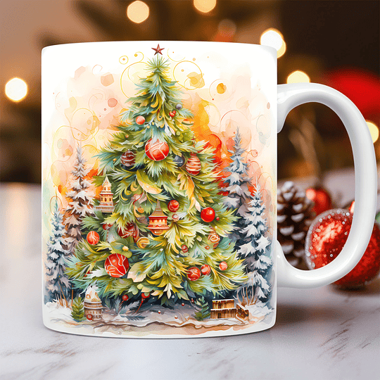Diseño Plantilla Tazas Feliz Navidad 3D Navideñas Papá Noel