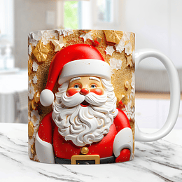 Diseño Plantilla Tazas Feliz Navidad 3D Navideñas Papá Noel 3 Png