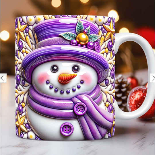 30 Diseños Plantillas Tazas Muñeco de Nieve Navidad 3D Christmas Snowman + Png  