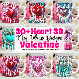 30 Diseños Plantillas Tazas San Valentin Enamorados 3D + Png