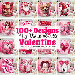 100 Diseños Plantillas Tazas San Valentin Enamorados 3D + Png