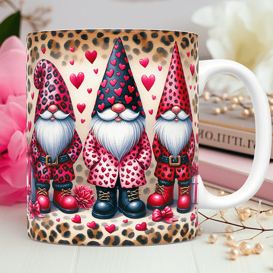 30 Diseños Plantillas Tazas San Valentin Enamorados Gnomes 3D + Png