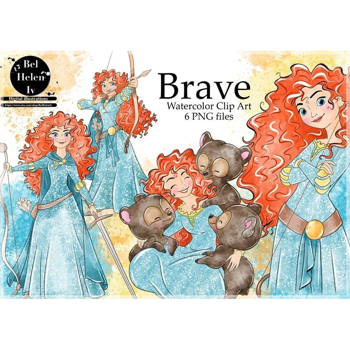 Imágenes Brave Merida Acuarela Png, Images Disney Princess