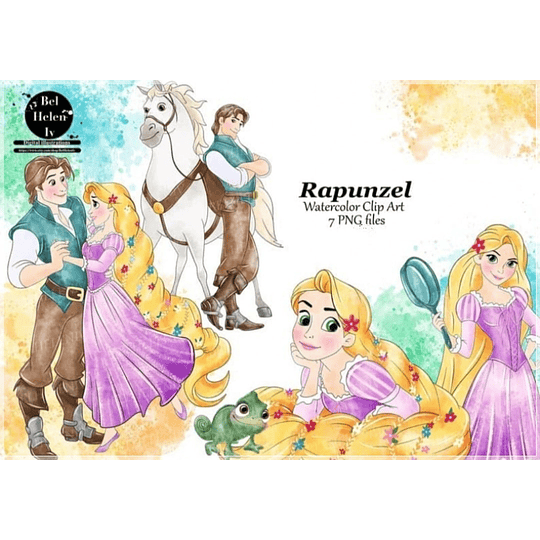 Imágenes Rapunzel Princesas Acuarela Png, Images Disney Princess Rapunzel Watercolor Png Clipart 300 dpi 