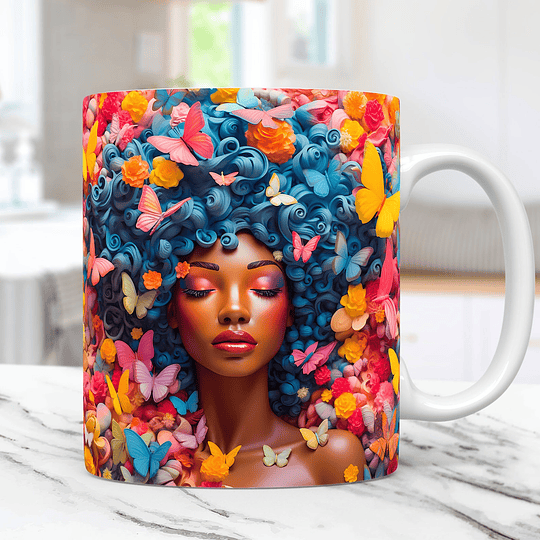 50 Diseños Plantillas Tazas Feliz día de la Mujer Afro Negra 3D + Png