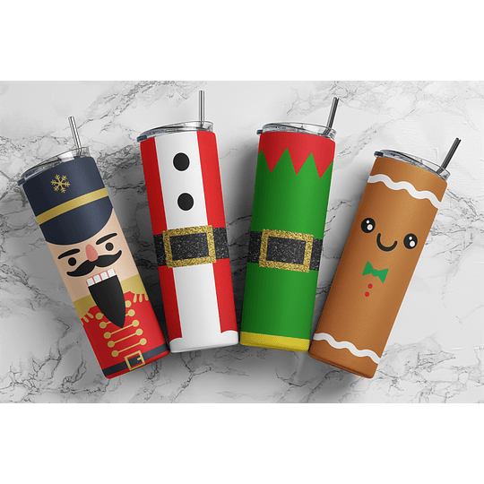 16 Disenõs Plantillas Skinny Tumblers Niños, Sonic, Navidad 20oz Sublimación Png