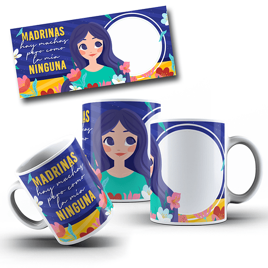 12 Diseños Plantillas Tazas Madrina Padrino Bautizo Archivos Png y Editables Photoshop