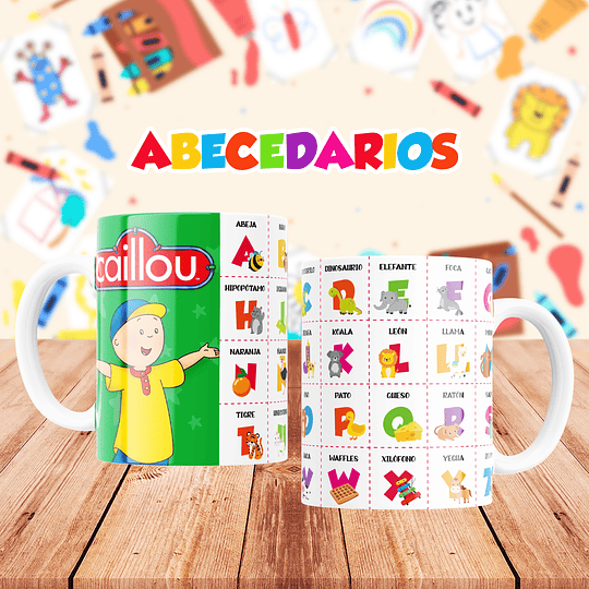 20 Diseños Plantillas Tazas Abecedario infantil Archivos Png y Editables Photoshop