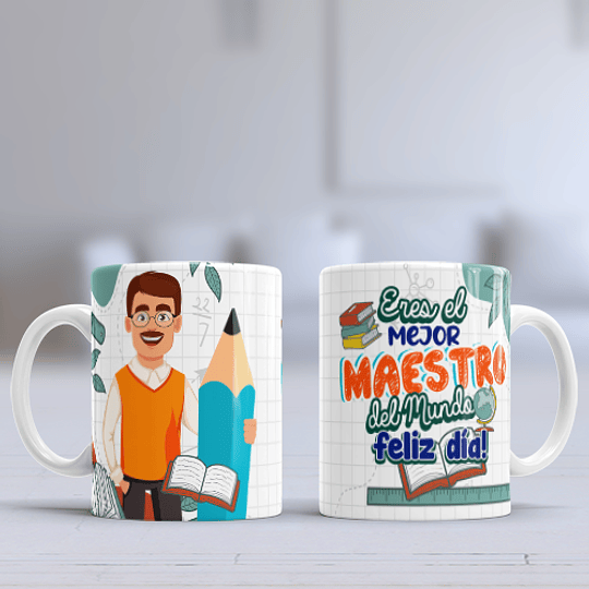 12 Diseños Plantillas Tazas Profesor Maestro Png