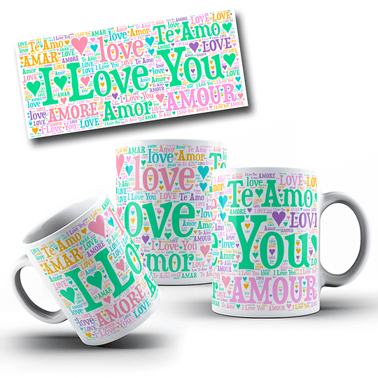 5 Diseños Plantillas Tazas I Love You Archivos Png