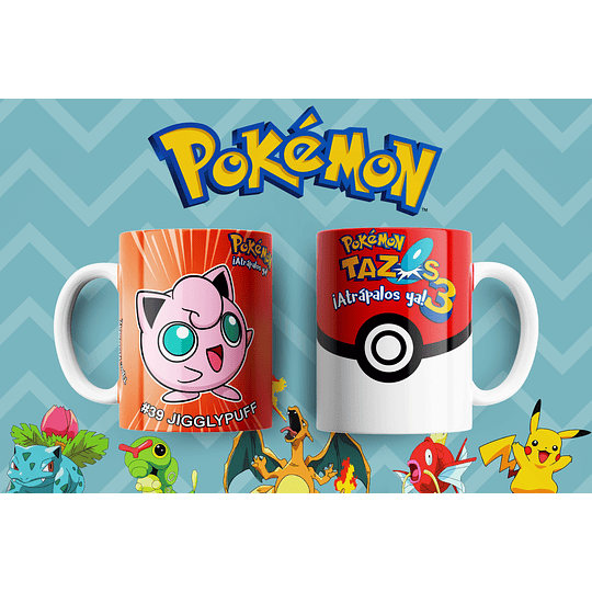 10 Diseños Plantillas Tazas Pokemon 2 Archivos Png y Editables Photoshop