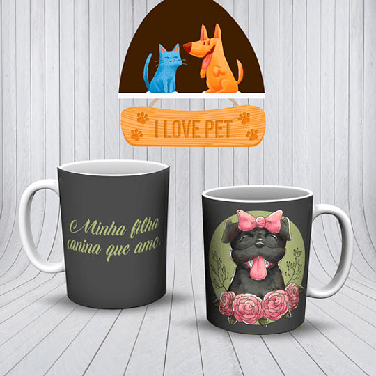 45 Diseños Plantillas Tazas I love Pet Archivos Png y Editables CorelDraw