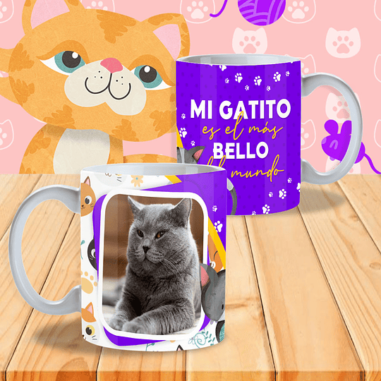 12 Diseños Plantillas Tazas Gatitos Archivos Png y Editables Photoshop