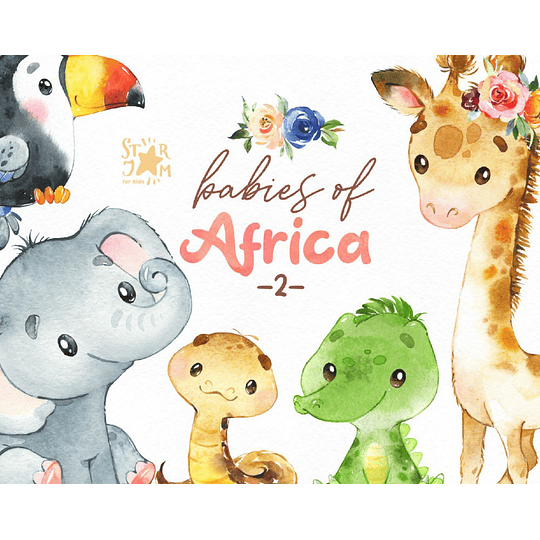 Imágenes Animales África Bebe 2 Acuarela Png 300 dpi Clipart Fondo Transparente