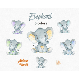 Imágenes Elefante Colores Acuarela Png 300 dpi Clipart Fondo Transparente