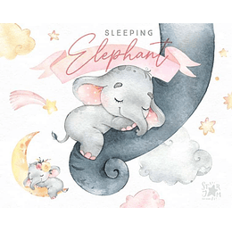 Imágenes Elefante Durmiendo Rosa Acuarela Png 300 dpi Clipart Fondo Transparente