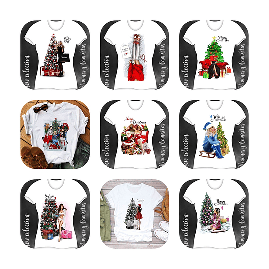 70 Diseños Plantillas Poleras Feliz Navidad Camisa Archivos Png y Editables