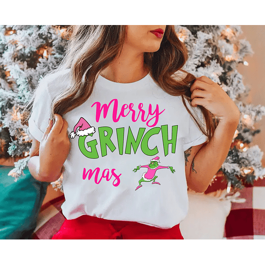 20 Diseños Plantillas Poleras Grinch Rosa Navidad Camisa Archivos Png y Svg