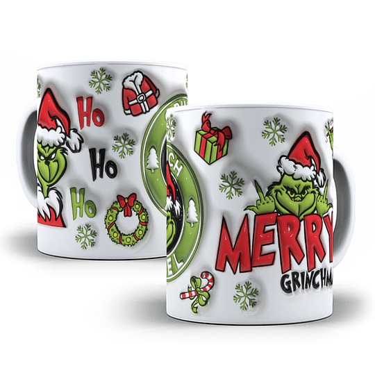 50 Diseños Plantillas Tazas Efecto Inflado Navidad 3D Archivos Png