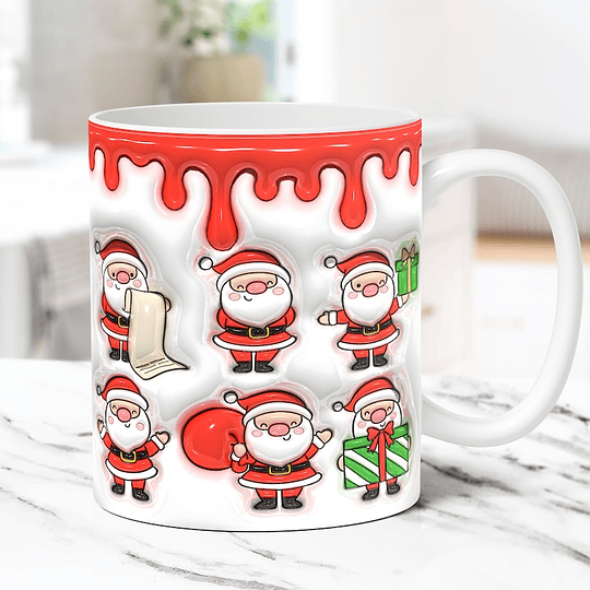 30 Diseños Plantillas Tazas Feliz Navidad 3D Efecto Inflados Archivos Png