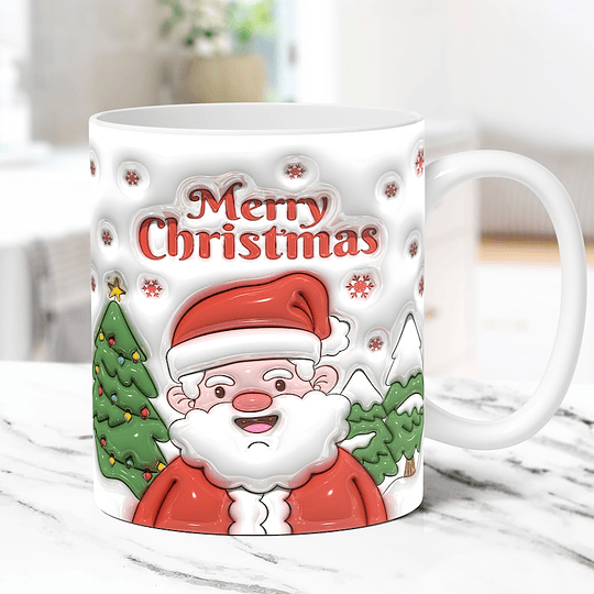 30 Diseños Plantillas Tazas Feliz Navidad 3D Efecto Inflados Archivos Png