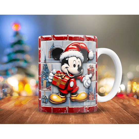 25 Diseños Plantillas Tazas Mickey Feliz Navidad 3D Archivos Png