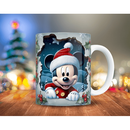 25 Diseños Plantillas Tazas Mickey Feliz Navidad 3D Archivos Png