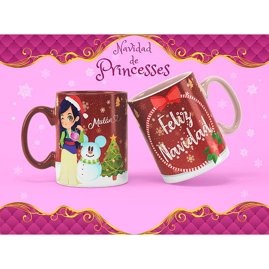 7 Diseños Plantillas Tazas Princesas Navidad Archivos Png y Editables Photoshop