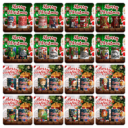 50 Diseños Plantillas Tazas Infantil Navidad Archivos Png y Editables