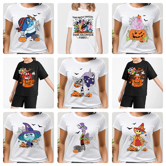 29 Diseños Plantillas Poleras Intensamente Halloween en Png