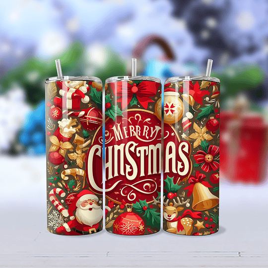 12 Diseños Plantillas Tumbler Navidad 2 Navideñas 20oz Alta Resolución Png