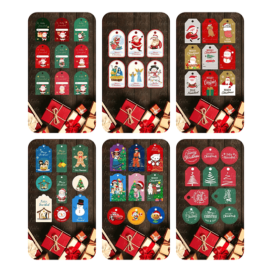 90 Diseños Etiquetas Tags Navidad Navideñas Archivo Png