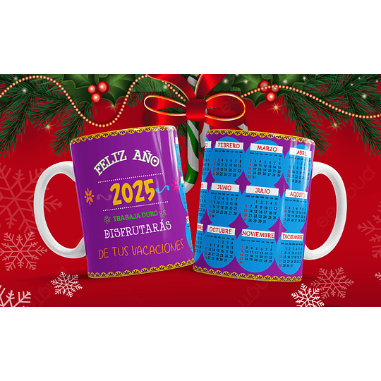 8 Diseños Plantillas Tazas Calendário Navidad 2025 Archivos Png Editable Psd y Mockups