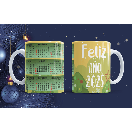 15 Diseños Plantillas Tazas Calendário Navidad 2025 Archivos Png Editable Psd y Mockups