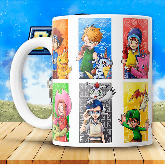 14 Diseños Plantillas Tazas Digimon Archivos Png y Mockups