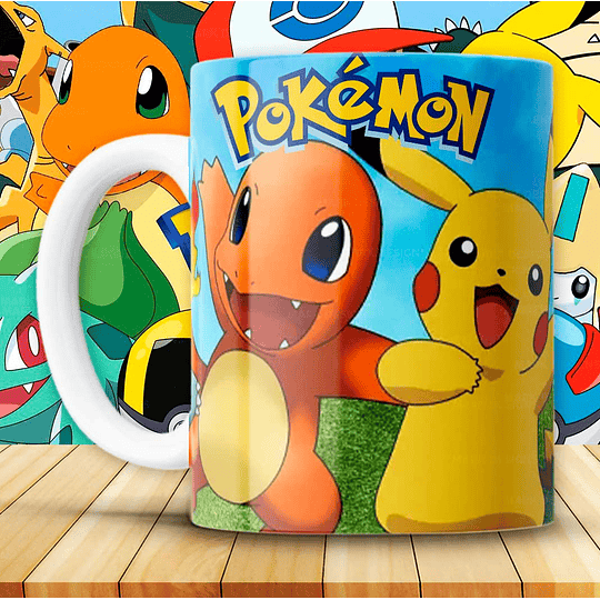 15 Diseños Plantillas Tazas Pokemon 3 Archivos Png y Mockups