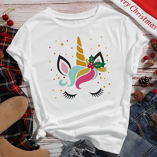 15 Diseños Plantillas Poleras Unicornio Navidad Archivos Png