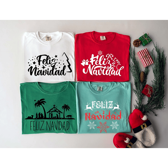 15 Diseños Plantillas Poleras Navidad Archivos Png y Editables