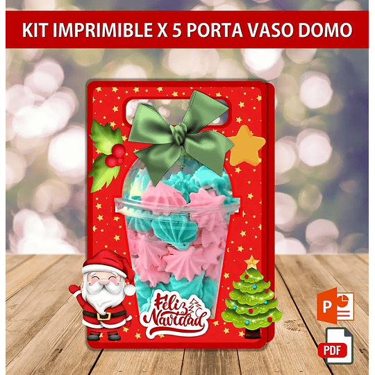 Kit Imprimible 5 Porta Vaso Domo Navidad Archivos Power Point