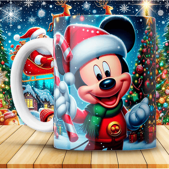 12 Diseños Plantillas Tazas Navidad 3D Disney Archivos Png