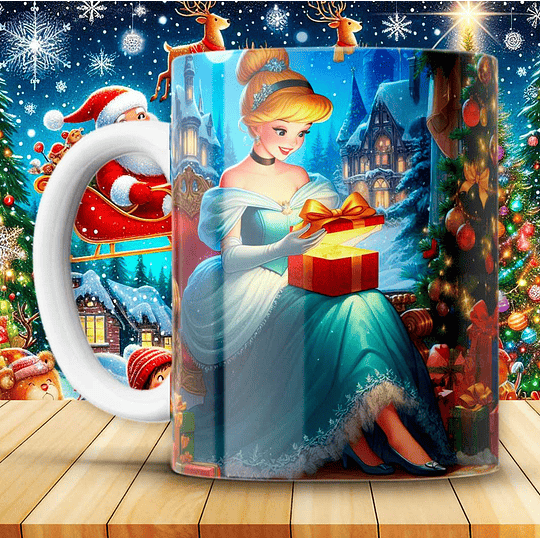 12 Diseños Plantillas Tazas Navidad 3D Disney Archivos Png